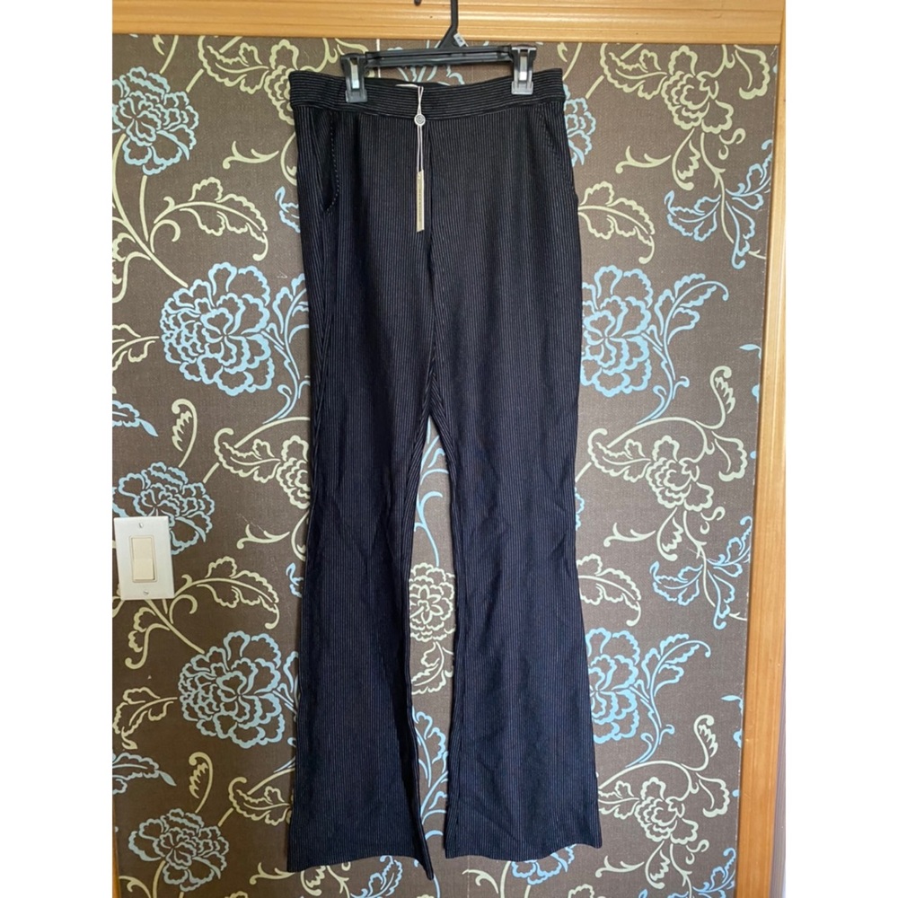 Flared striped dress pants